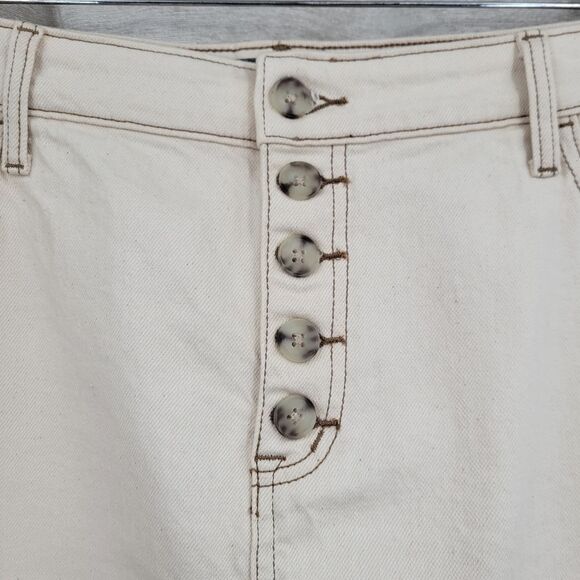 Torrid Denim Jean Beige Neutral Mini Skirt Button Fly Women's Plus Size 18 - Picture 4 of 9